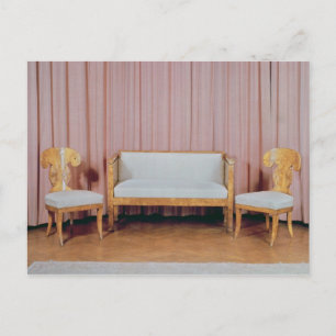 Sofa and two chairs, Karelian birch, 1810-20 Postcard