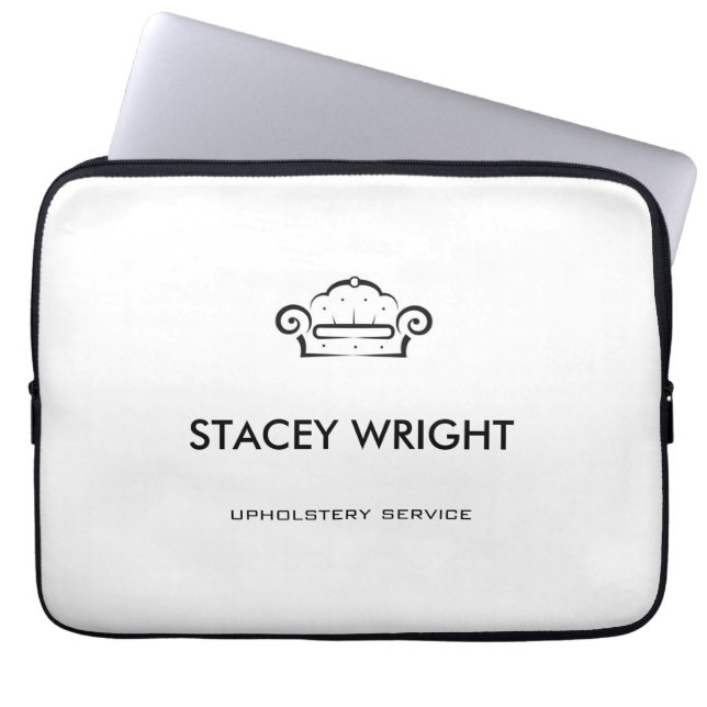 Sofa black silhouette upholstery white laptop sleeve (Front)