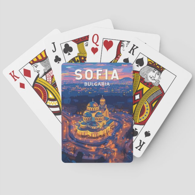 Sofia Bulgaria Illustration Travel Art Vintage Playing Cards (Back)