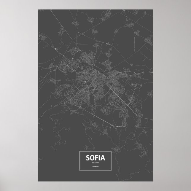 Sofia, Bulgaria (white on black) Poster (Front)