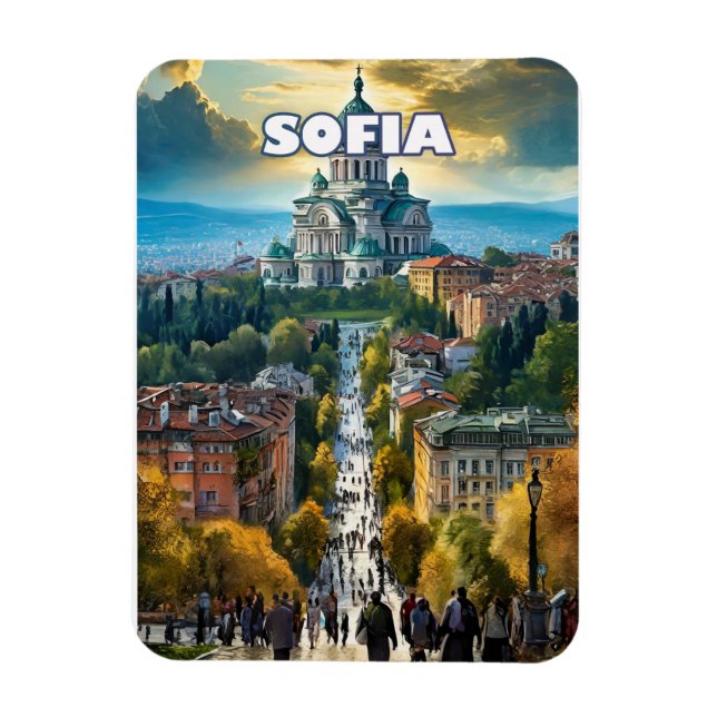 Sofia, capital with multiple charms magnet (Vertical)
