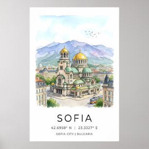 Sofia City Print Calm Watercolor View - Yellow
