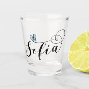 Sofia Flag, I Heart Sofia, Bulgaria Shot Glass