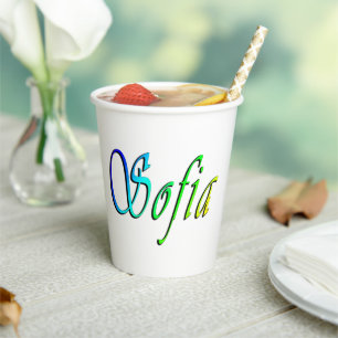 Sofia Her Name In Colour, Paper Cups