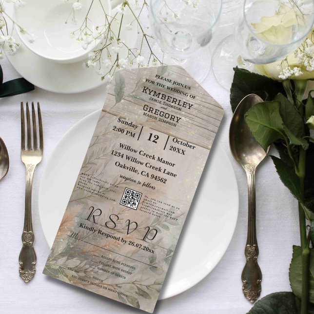 Soft Abstract Botanical QR Code Minimalist All In One Invitation (Creator Uploaded)