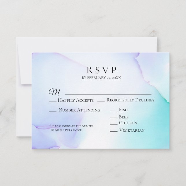 *~* Soft Abstract Lavender Mint Wedding RSVP (Front)