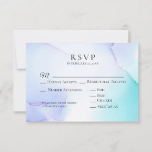*~* Soft Abstract Lavender Mint Wedding RSVP Card