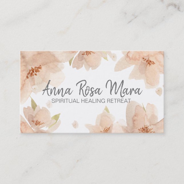 *~* Soft Abstract Modern Floral Watercolor Business Card (Front)