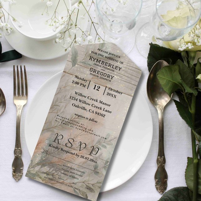 Soft Abstract Neutral Botanical Minimalist All In One Invitation (Creator Uploaded)