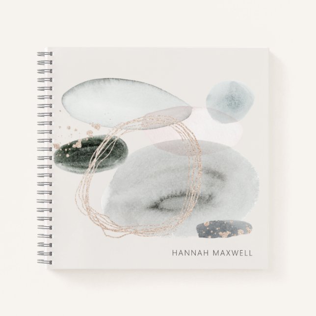 Soft Abstract Watercolor Shapes Personalised Notebook (Front)