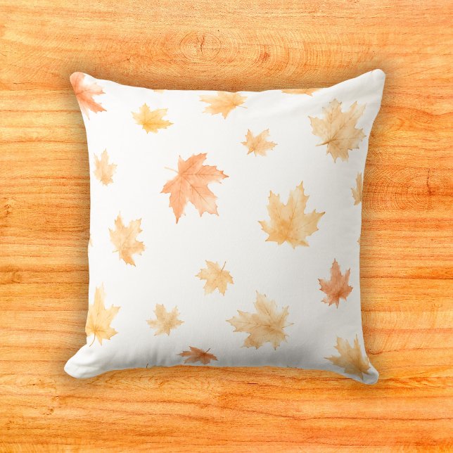 Soft Amber Watercolor Maple Foliage Pattern Cushion (Creator Uploaded)
