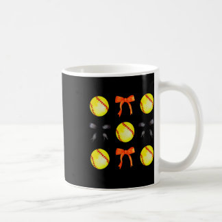 Soft And Bows For Women Girl Softball Player Orang Coffee Mug