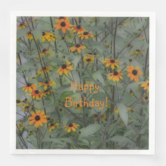 Soft and Dreamy Happy Birthday Floral Napkin (Front)