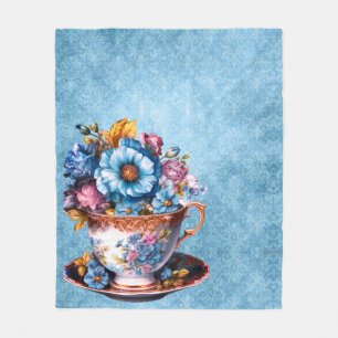 Soft and snuggly fleece blanket on blue background