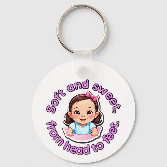 Soft And Sweet From Head To Feet Baby Clothes. Key Ring (Front)