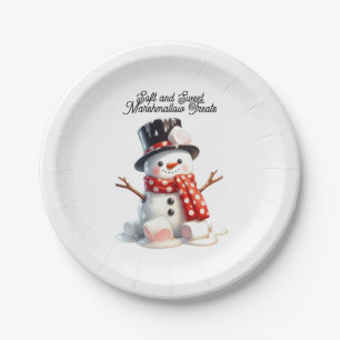 Soft and Sweet Marshmallow Snowman Paper Plate