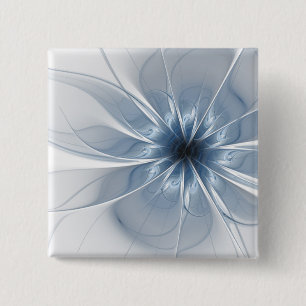 Soft and tenderness blue fractal fantasy flower cu 15 cm square badge