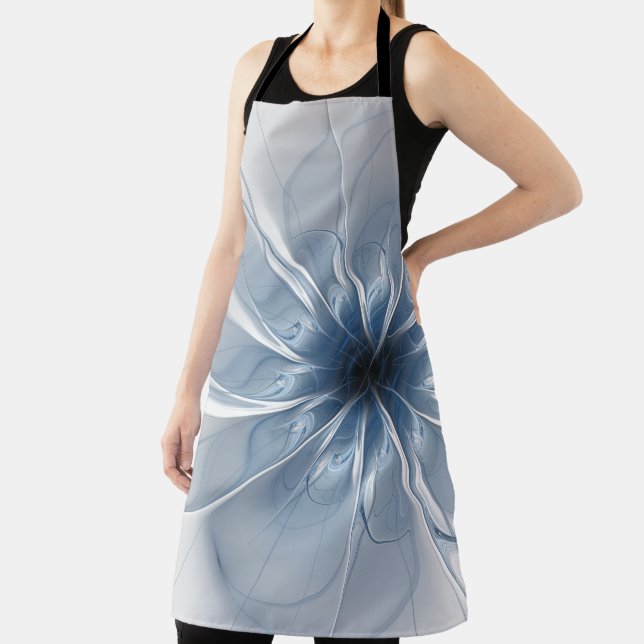 Soft and tenderness blue fractal fantasy flower cu apron (Insitu)
