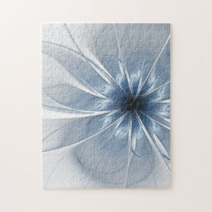 Soft and tenderness blue fractal fantasy flower cu jigsaw puzzle