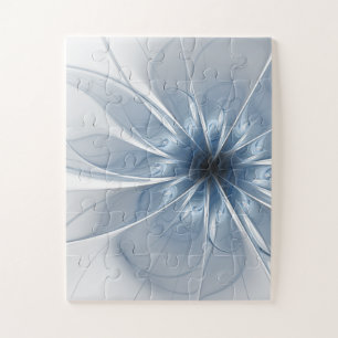 Soft and tenderness blue fractal fantasy flower cu jigsaw puzzle