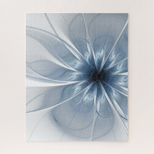 Soft and tenderness blue fractal fantasy flower cu jigsaw puzzle
