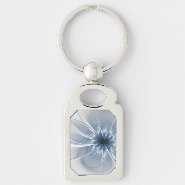 Soft and tenderness blue fractal fantasy flower cu key ring (Front)