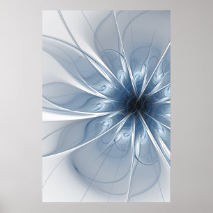 Soft and tenderness blue fractal fantasy flower cu poster
