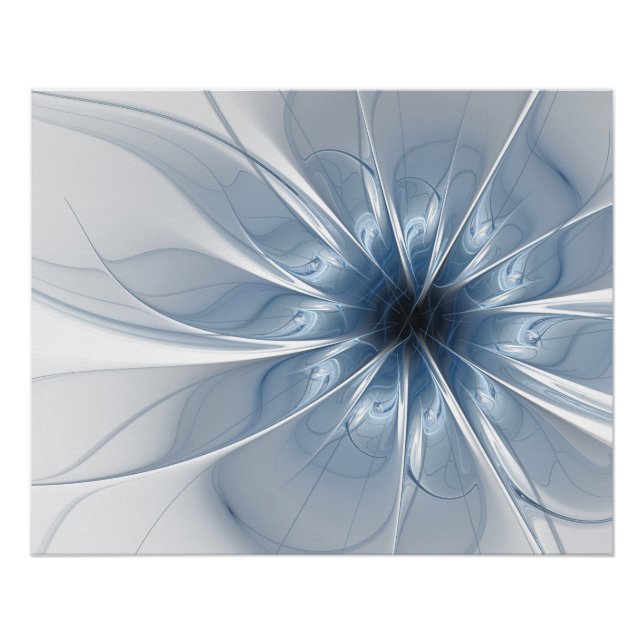 Soft and tenderness blue fractal fantasy flower cu poster (Front)