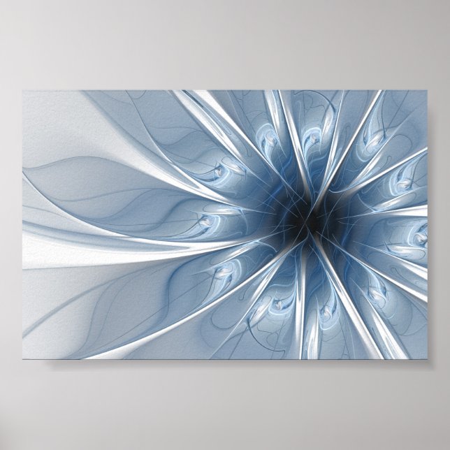 Soft and tenderness blue fractal fantasy flower cu poster (Front)