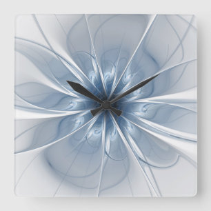 Soft and tenderness blue fractal fantasy flower cu square wall clock
