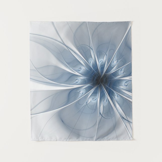Soft and tenderness blue fractal fantasy flower cu tapestry (Front)