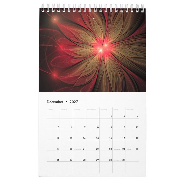 Soft and tenderness fractal fantasy flower   calendar (Dec 2027)