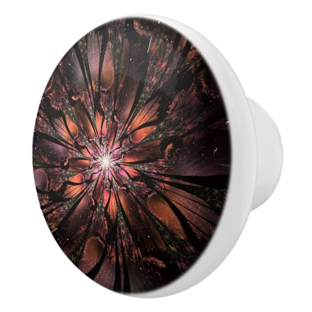 Soft and tenderness fractal fantasy flower   ceramic knob (Right)