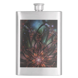 Soft and tenderness fractal fantasy flower hip flask