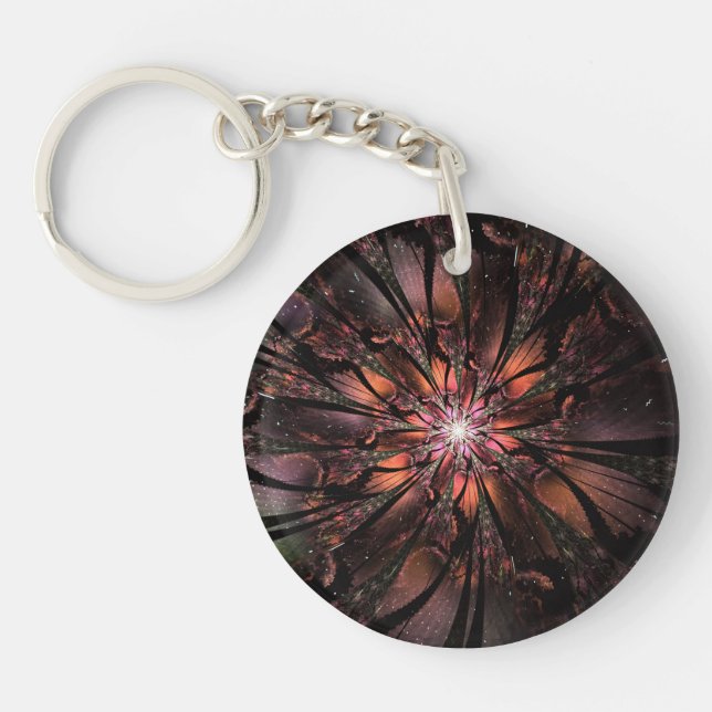 Soft and tenderness fractal fantasy flower  key ring (Front)