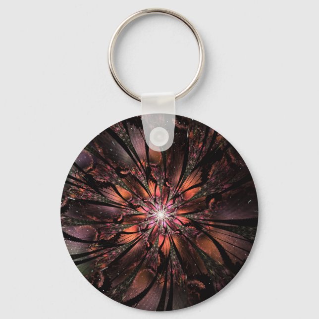 Soft and tenderness fractal fantasy flower  key ring (Front)