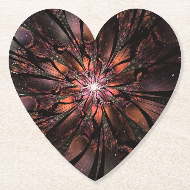 Soft and tenderness fractal fantasy flower   paper coaster (Front)