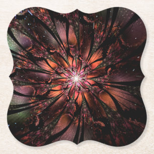 Soft and tenderness fractal fantasy flower paper coaster