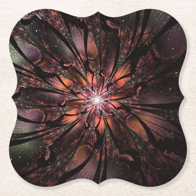 Soft and tenderness fractal fantasy flower  paper coaster (Front)