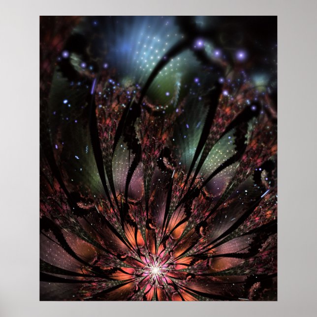 Soft and tenderness fractal fantasy flower poster (Front)