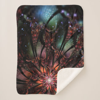 Soft and tenderness fractal fantasy flower  sherpa blanket
