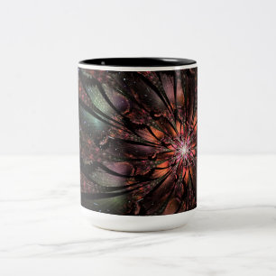 Soft and tenderness fractal fantasy flower Two-Tone coffee mug