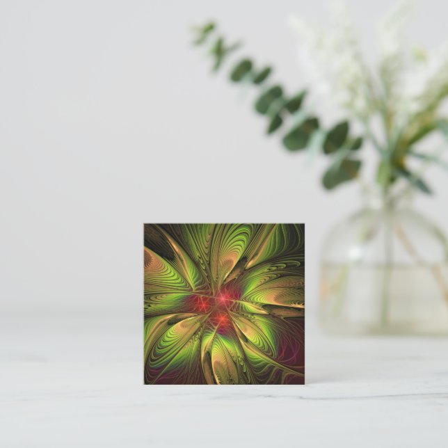 Soft and tenderness fractal fantasy flowers appointment card (Standing Front)