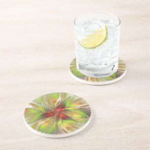 Soft and tenderness fractal fantasy flowers coaster