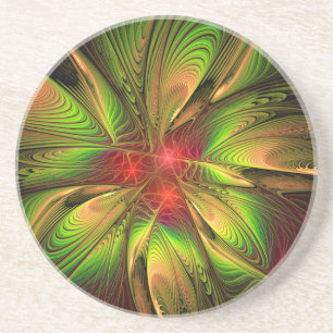 Soft and tenderness fractal fantasy flowers coaster