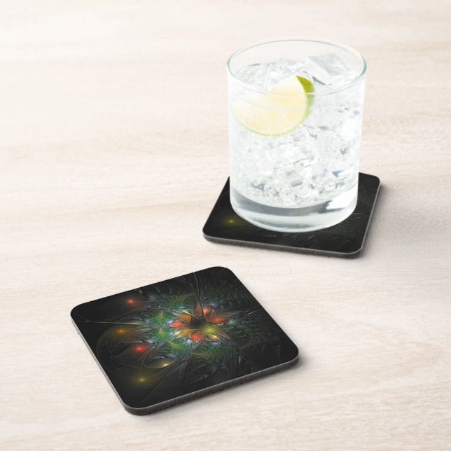Soft and tenderness fractal fantasy flowers  coaster (Right Side)