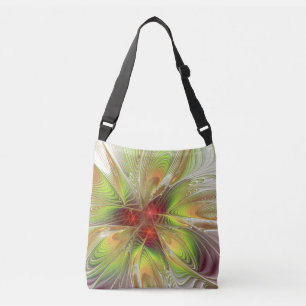 Soft and tenderness fractal fantasy flowers crossbody bag