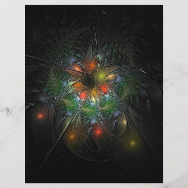 Soft and tenderness fractal fantasy flowers custom letterhead (Front)