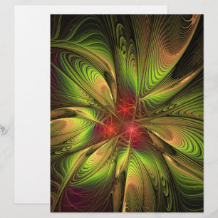 Soft and tenderness fractal fantasy flowers custom letterhead