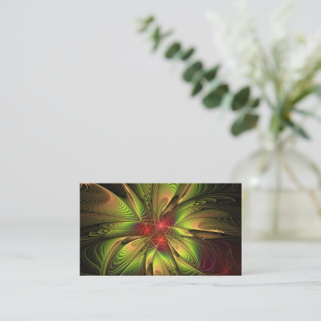 Soft and tenderness fractal fantasy flowers discount card (Standing Front)